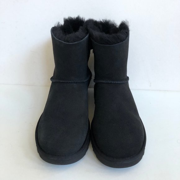 UGG CLASSIC MINI BAILEY HERITAGE BOW BLACK BOOTS - Picture 4 of 5
